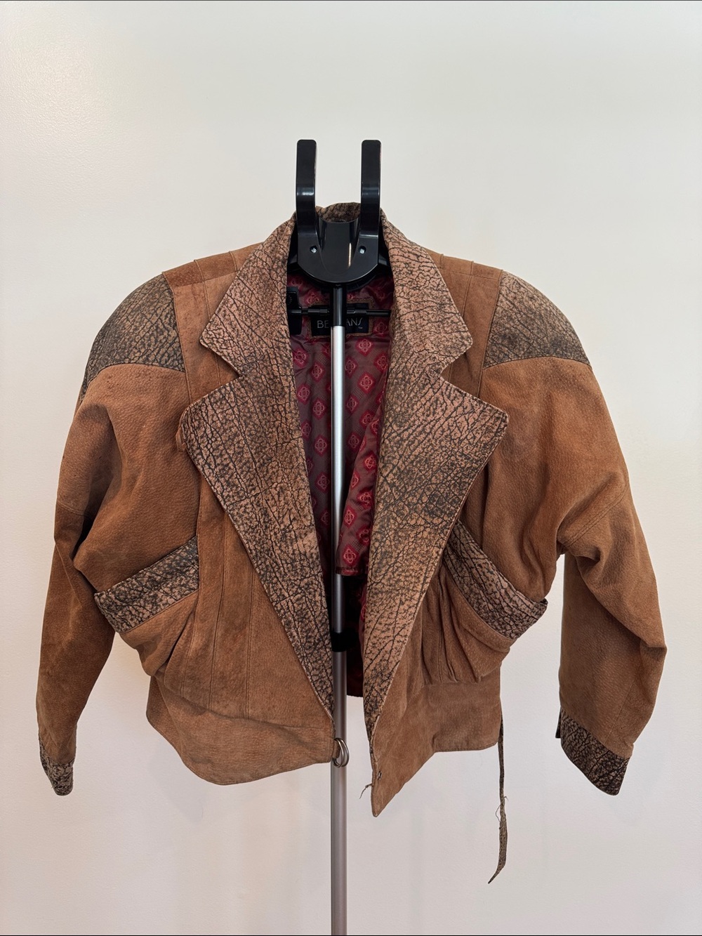Vintage Leather Bermans Brown Mixed-Texture Jacket Thinsulate Size Medium